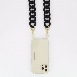Chaîne et Coque téléphone - LaCoqueFrançaise - Chaîne bijoux Alice Noir mat