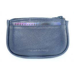 LE CAÏMAN - Porte-monnaie zippé en cuir aspect lisse avec 2 emplacements cartes