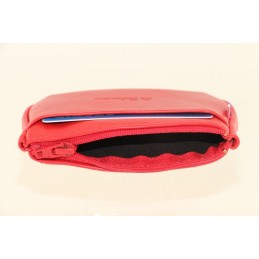 LE CAÏMAN - Porte-monnaie zippé en cuir aspect lisse avec 2 emplacements cartes