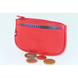 Porte monnaie - LE CAÏMAN - Porte-monnaie zippé en cuir aspect lisse avec 2 emplacements cartes