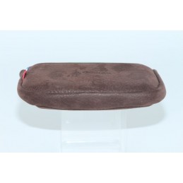 LE CAÏMAN - Porte-monnaie zippé en cuir aspect nubuck avec 2 emplacements cartes