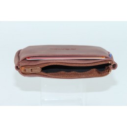 Porte-monnaie - LE CAÏMAN - Porte-monnaie zippé en cuir gras authentique avec 2 emplacements cartes