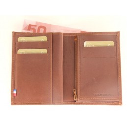 LE CAÏMAN - Portefeuille 3 volets en cuir gras authentique