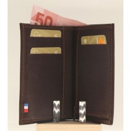 Portefeuille - LE CAÏMAN - Portefeuille 3 volets en cuir gras authentique