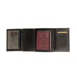 LE CAÏMAN - Portefeuille 3 volets en cuir grainé Madras