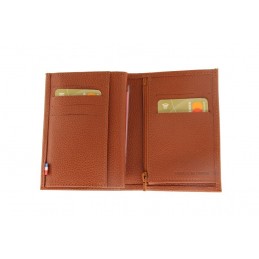 LE CAÏMAN - Portefeuille 3 volets en cuir grainé Madras