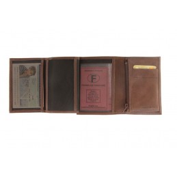 Portefeuille - LE CAÏMAN - Portefeuille 3 volets en cuir aspect nubuck