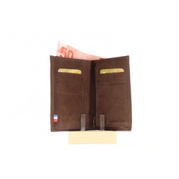 LE CAÏMAN - Portefeuille 3 volets en cuir aspect nubuck