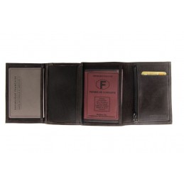 LE CAÏMAN - Portefeuille 3 volets en cuir aspect nubuck