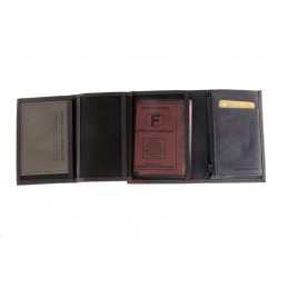Portefeuille - LE CAÏMAN - Portefeuille 3 volets en cuir aspect nubuck