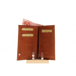 LE CAÏMAN - Portefeuille 3 volets en cuir aspect nubuck