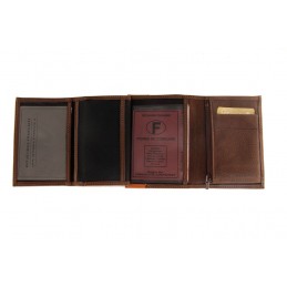 LE CAÏMAN - Portefeuille 3 volets en cuir aspect nubuck