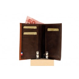 LE CAÏMAN - Portefeuille 3 volets en cuir aspect nubuck