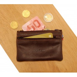 LE CAÏMAN - Porte monnaie en cuir gras authentique