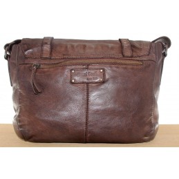 GIANNI CONTI - Sac gibecière à rabat cuir vintage
