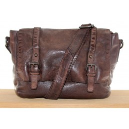 GIANNI CONTI - Sac gibecière à rabat cuir vintage