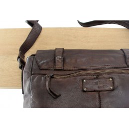 GIANNI CONTI - Sac gibecière à rabat cuir vintage