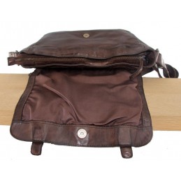 GIANNI CONTI - Sac gibecière à rabat cuir vintage