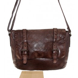 GIANNI CONTI - Sac gibecière à rabat cuir vintage