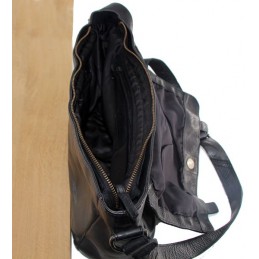 GIANNI CONTI - Sac gibecière à rabat cuir vintage