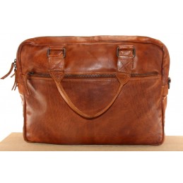GIANNI CONTI - Sac ordinateur 15 pouces 2 compartiments cuir vintage
