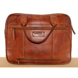 Business & Format A4 - GIANNI CONTI - Sac ordinateur 15 pouces - Cuir vintage
