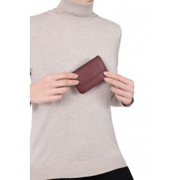 Hexagona - Porte-monnaie avec porte-clés en cuir grainé
