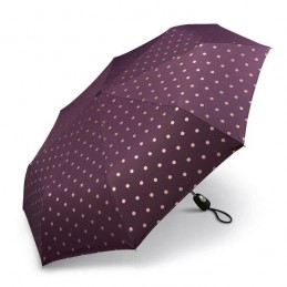 Pierre Cardin - Parapluie pliant Easymatic light Prune/Points métallisés