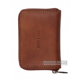 Porte Cartes - Gianni Conti - Porte-cartes zippé - Cuir Piqûre Sellier