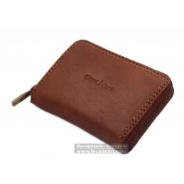 Porte Cartes - Gianni Conti - Porte-cartes zippé - Cuir Piqûre Sellier