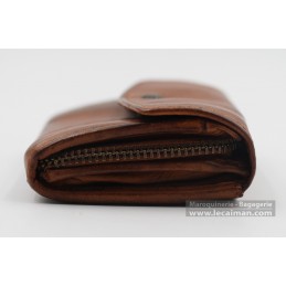 Porte monnaie - Gianni Conti - Porte-monnaie rabat - Cuir Vintage